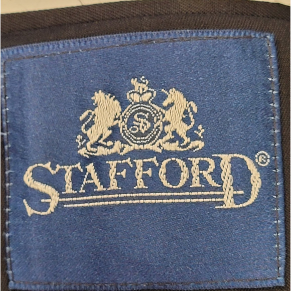 Men's Stafford Center Vent 2 Button Black Wool Vintage‎ Blazer Jacket - Picture 4 of 13